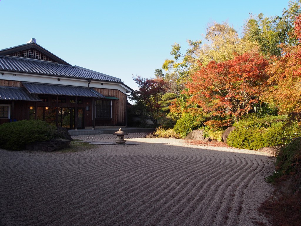 autumn leaves at inukai memorial museum in okayama