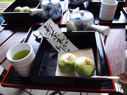 Shizukatei Tea Garden in Kobe: Shincha (New Tea Leaves) Manjuu Set
