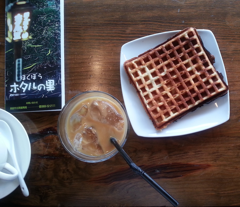 Hokubo Maniwa Firefly Festival 2016: waffle and cafe latte