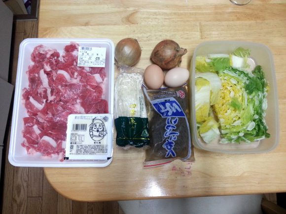 Sukiyaki ingredients
